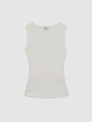 Reiss | Stretch-Cotton Ribbed Asymmetric Vest in White