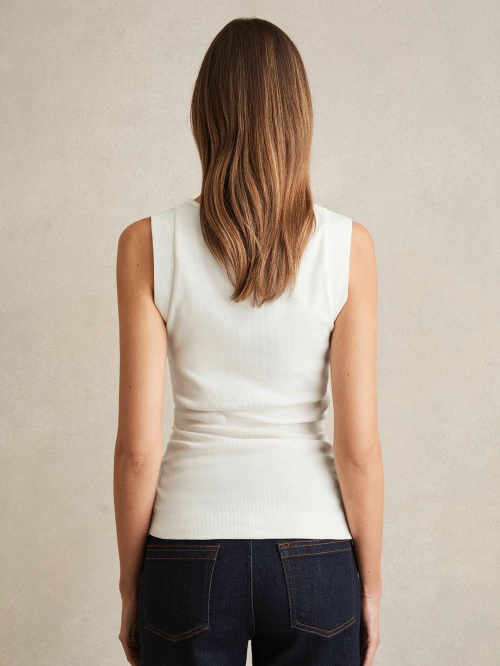 Reiss | Stretch-Cotton Ribbed Asymmetric Vest in White