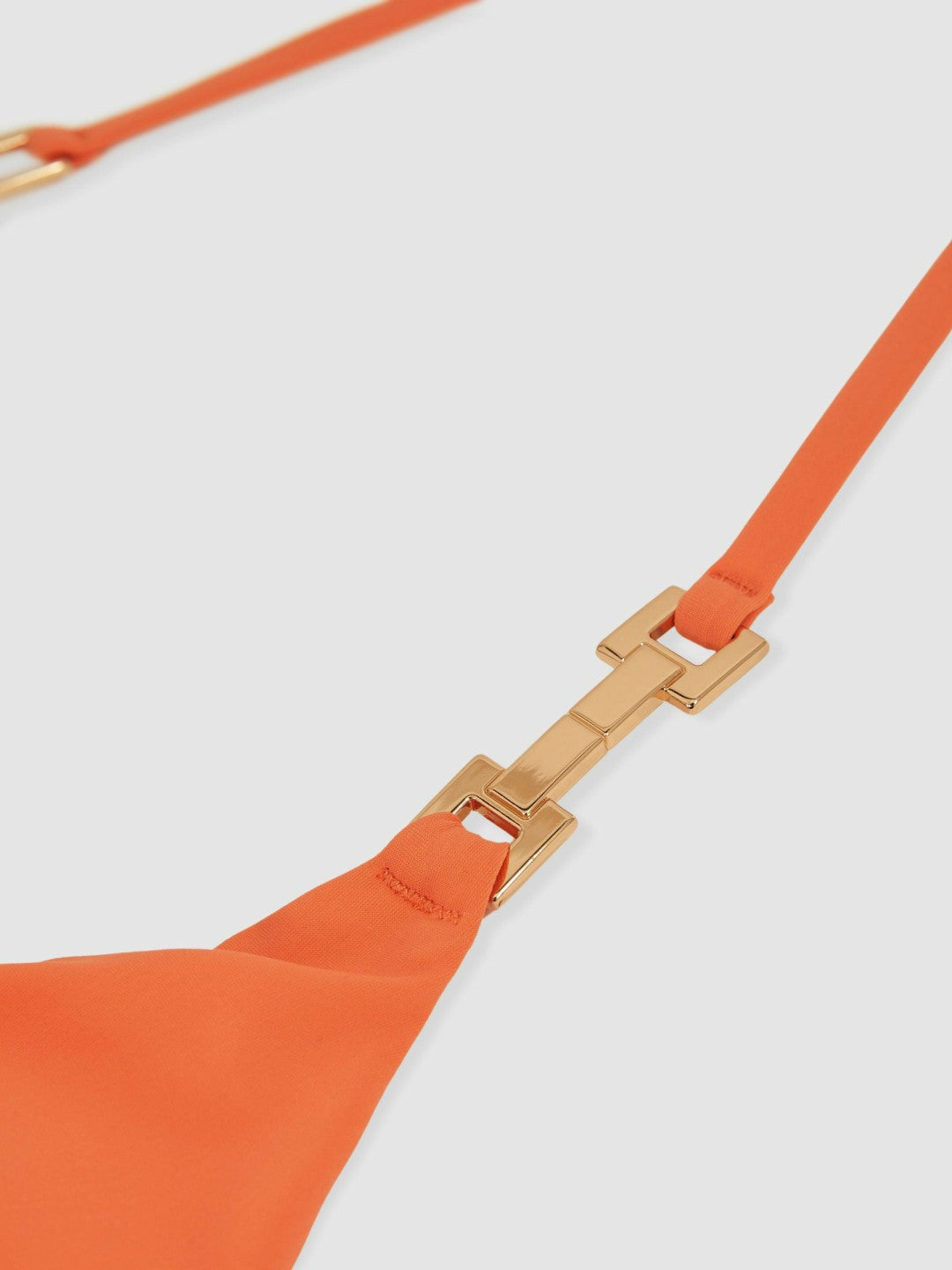 Reiss | Triangle Halter Neck Bikini Top in Coral Orange