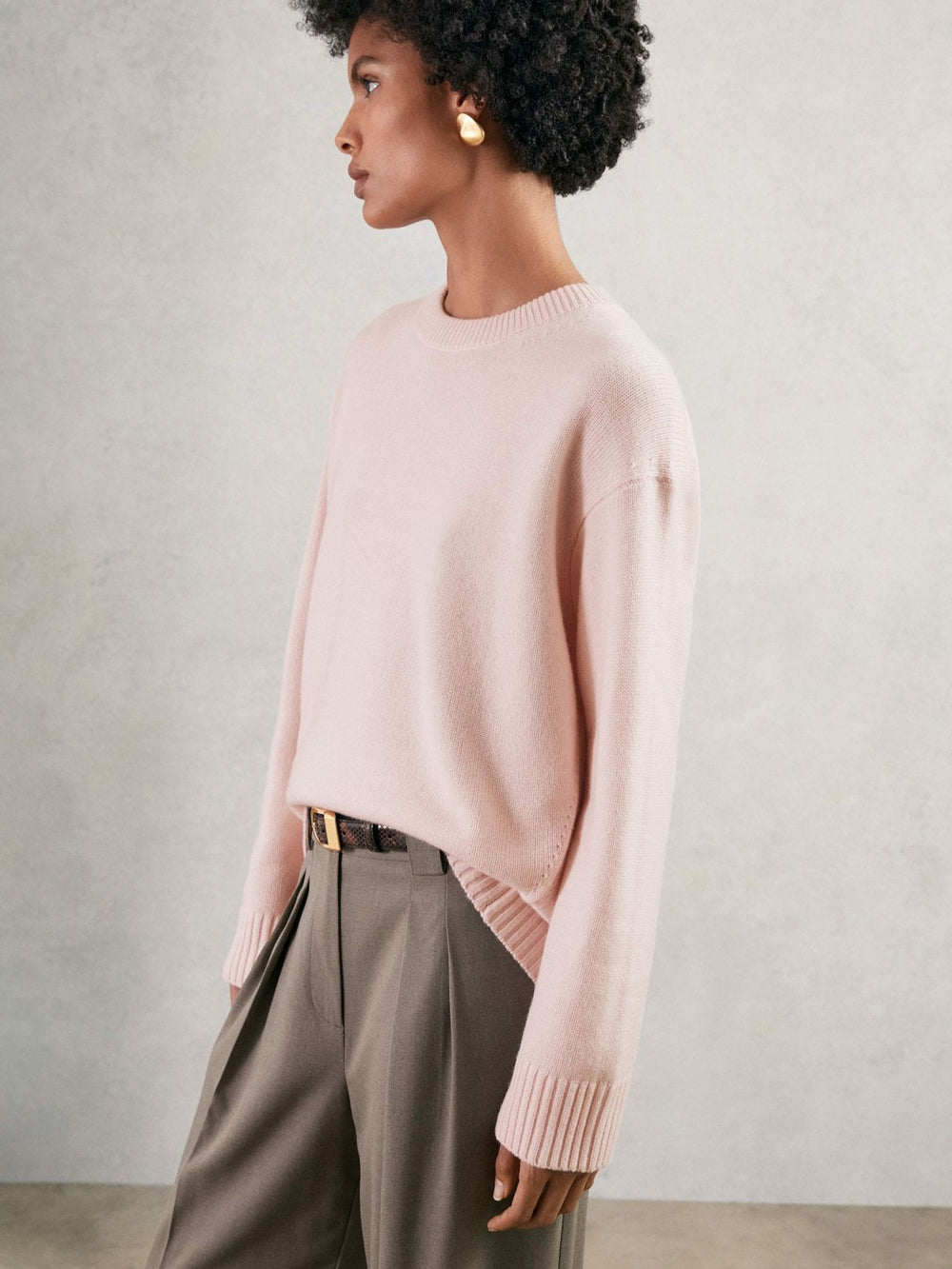 Reiss | Wool-Cashmere Crew-Neck Jumper in Pink