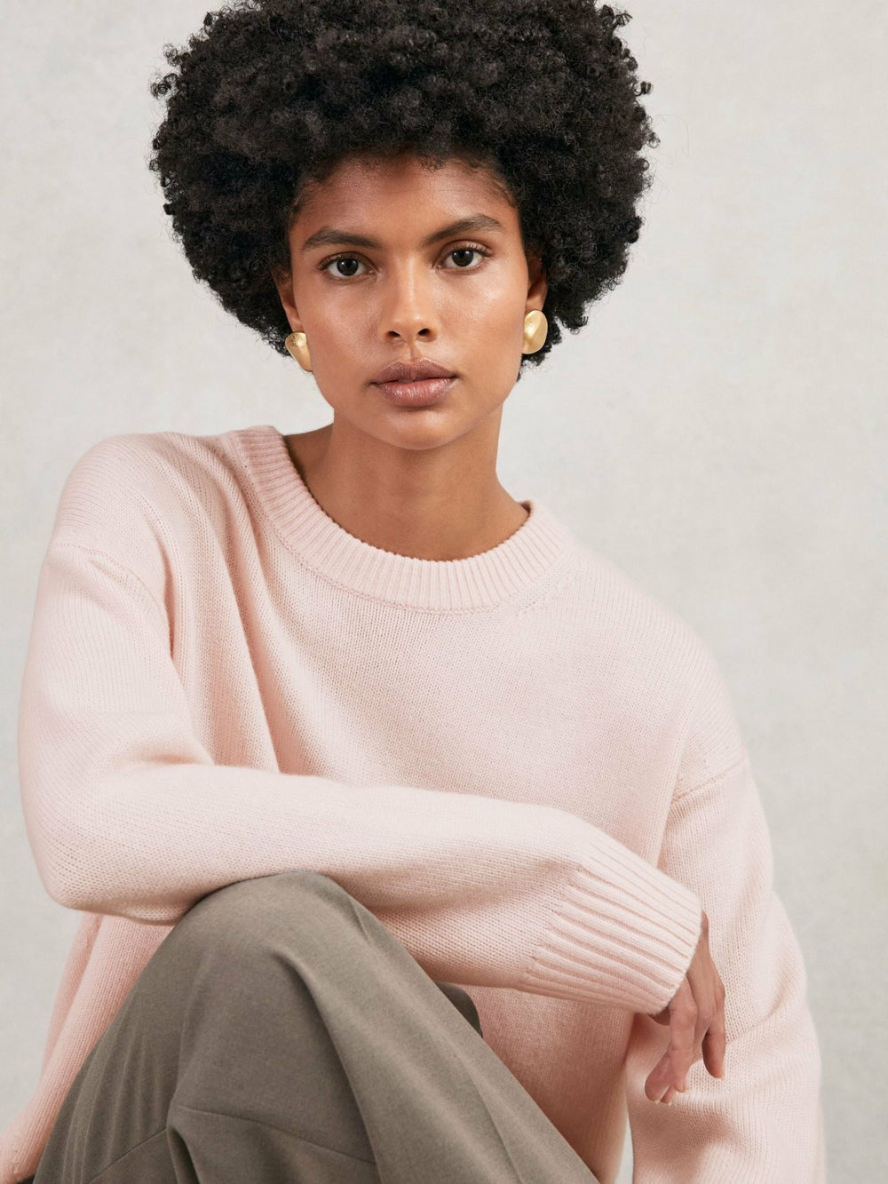 Reiss | Wool-Cashmere Crew-Neck Jumper in Pink