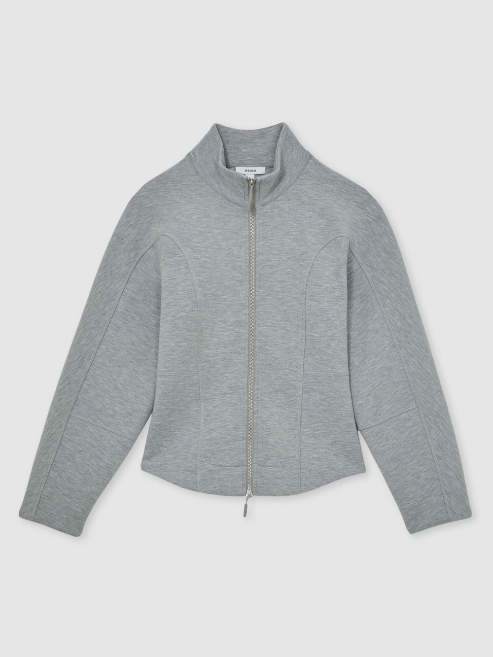 Reiss | Funnel-Neck Zip-Through Sweatshirt in Grey
