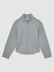 Reiss | Funnel-Neck Zip-Through Sweatshirt in Grey