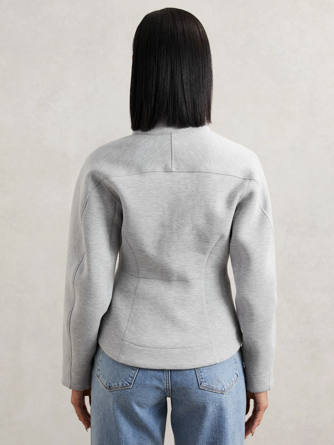 Reiss | Funnel-Neck Zip-Through Sweatshirt in Grey