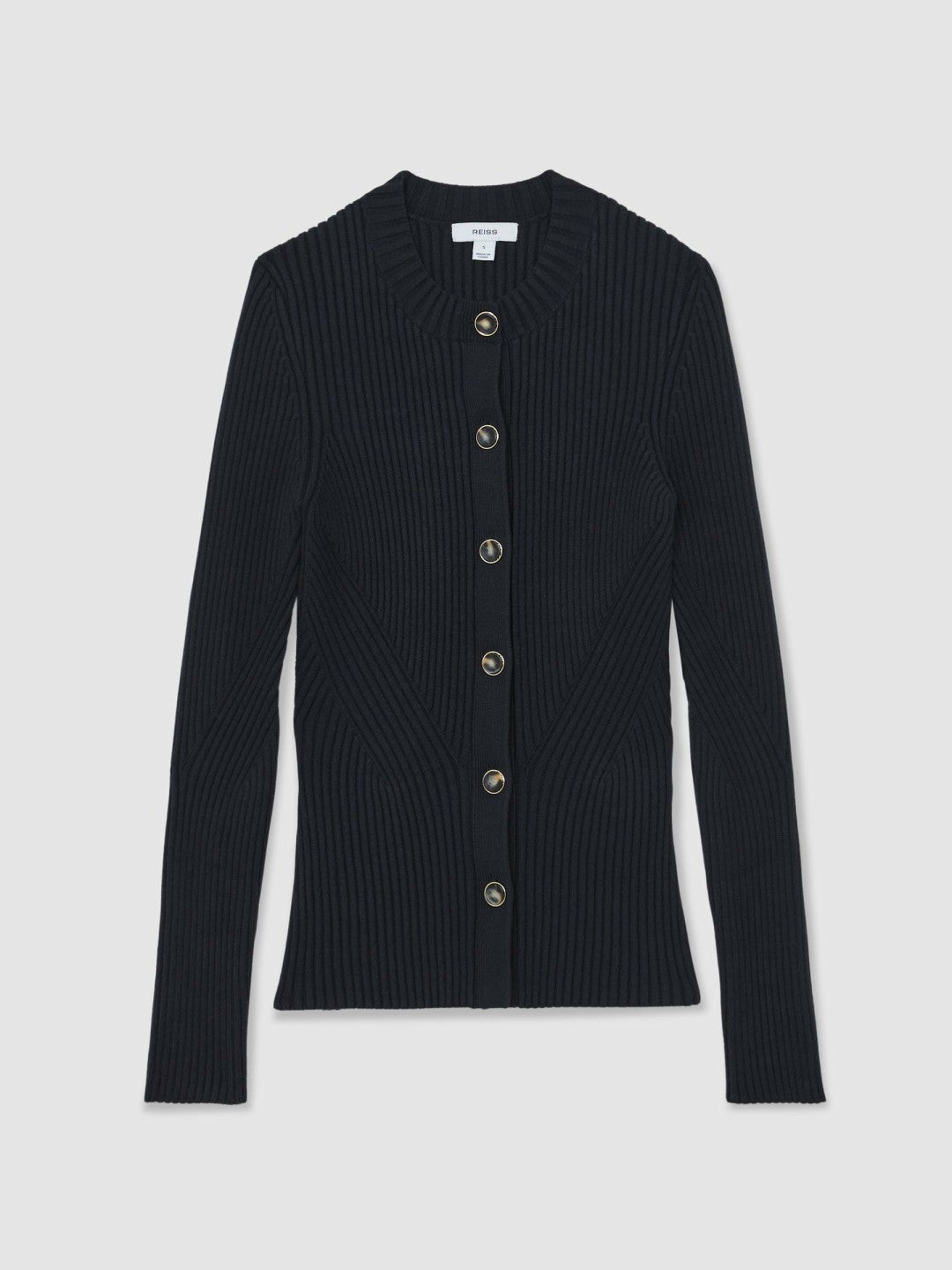 Reiss | Button Front Knit Cardigan in Navy