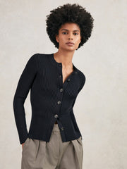 Reiss | Button Front Knit Cardigan in Navy