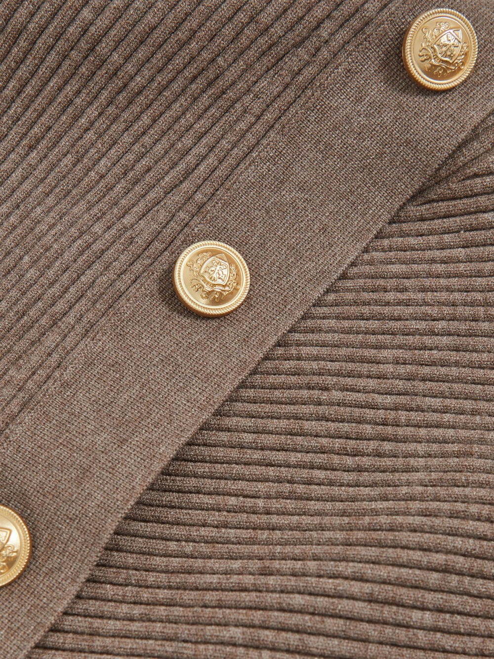 Reiss | Rib-Knit Button Shawl Jumper in Taupe