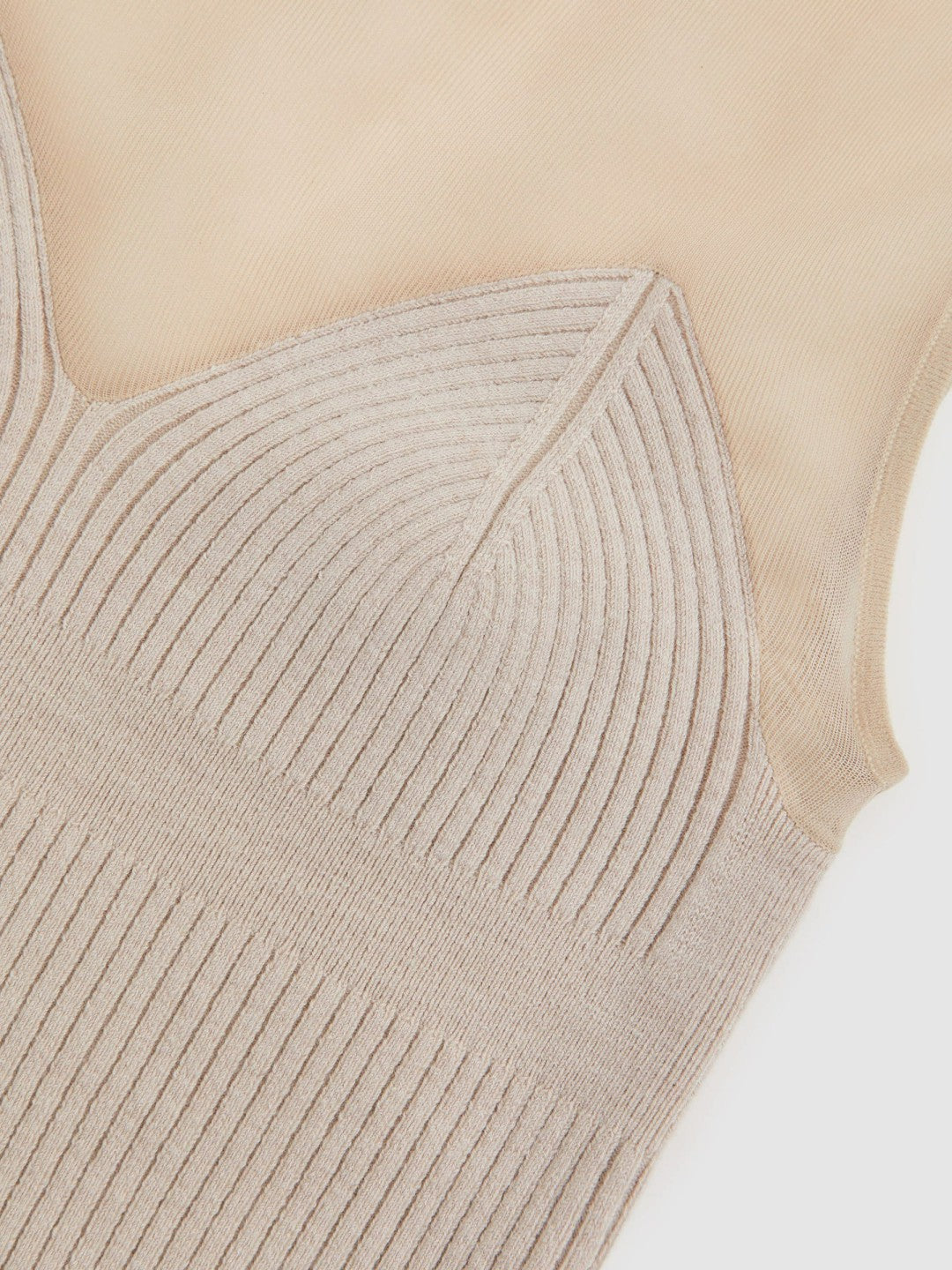 Reiss | Mesh Rib-Knit Sweetheart Vest in Pink Neutral