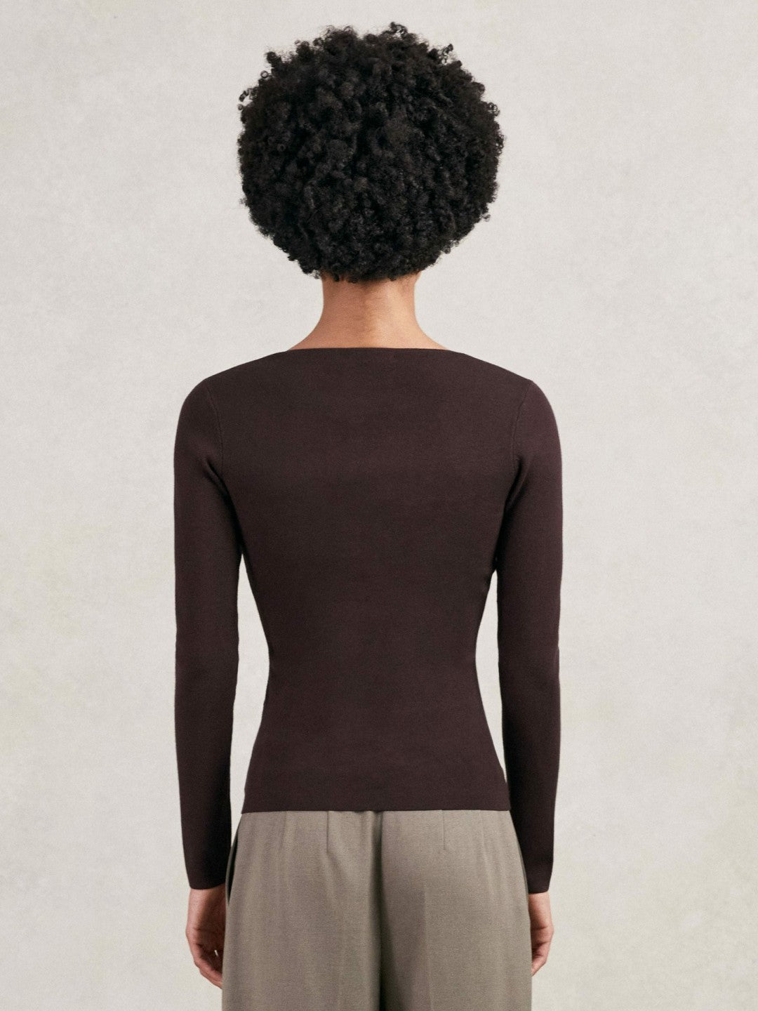 Reiss | Chain-Detail Keyhole Knit Top in Plum