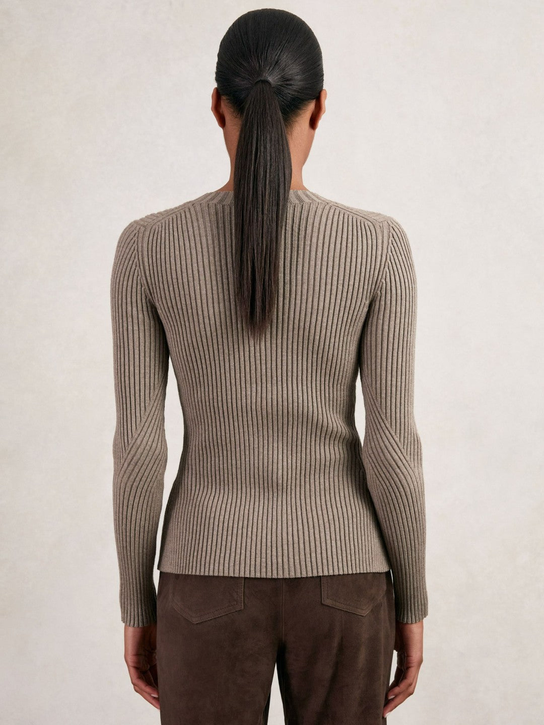 Reiss | Button Front Knit Cardigan in Stone