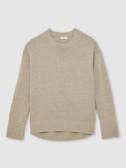 Reiss | Wool-Cashmere Crew-Neck Jumper in Stone