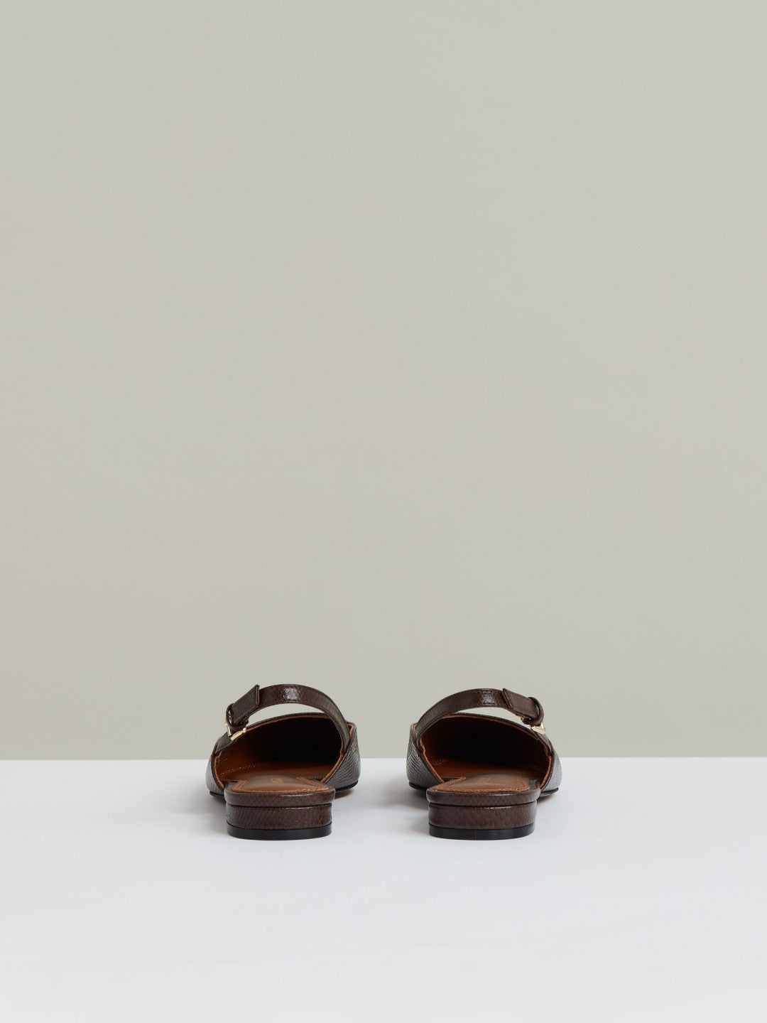 Reiss | Leather Slingback Ballerina Pumps in Chocolate
