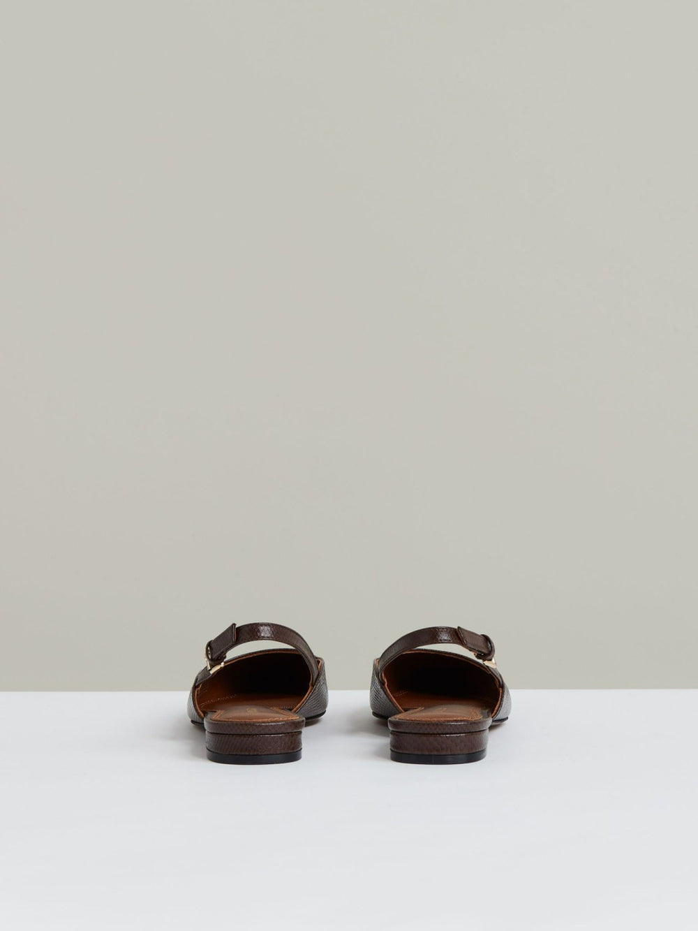 Reiss | Leather Slingback Ballerina Pumps in Chocolate