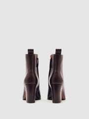 Reiss | Leather Blocked Heel Ankle Boots in Oxblood