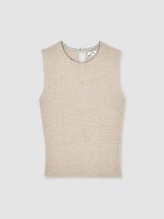 Reiss | Wool-Blend Necklace-Trim Knitted Vest in Neutral