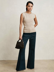 Reiss | Wool-Blend Necklace-Trim Knitted Vest in Neutral