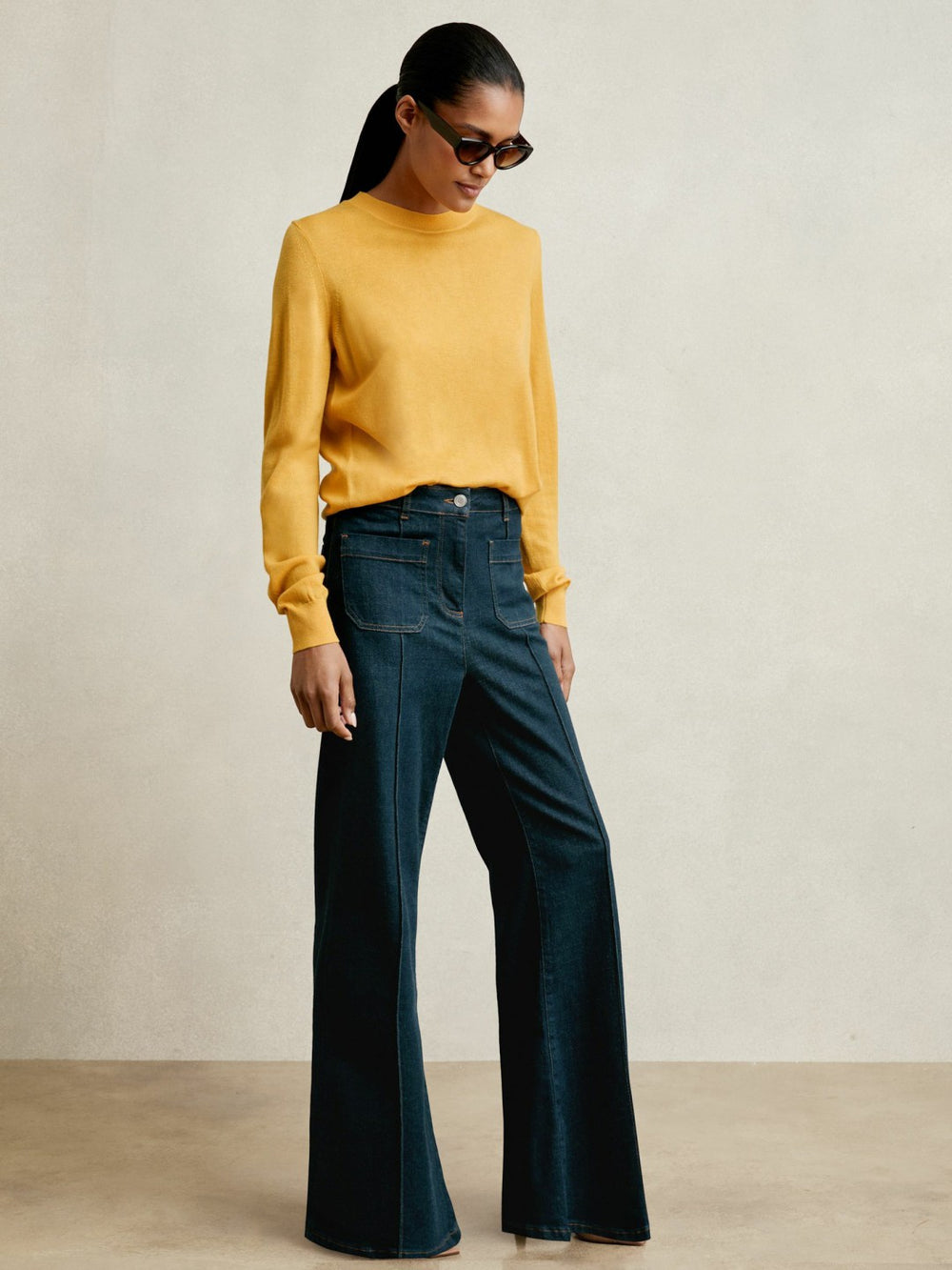 Reiss | Merino Wool Crew-Neck Jumper in Yellow