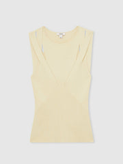 Reiss | Cut-Out Rib-Knit Vest in Cream