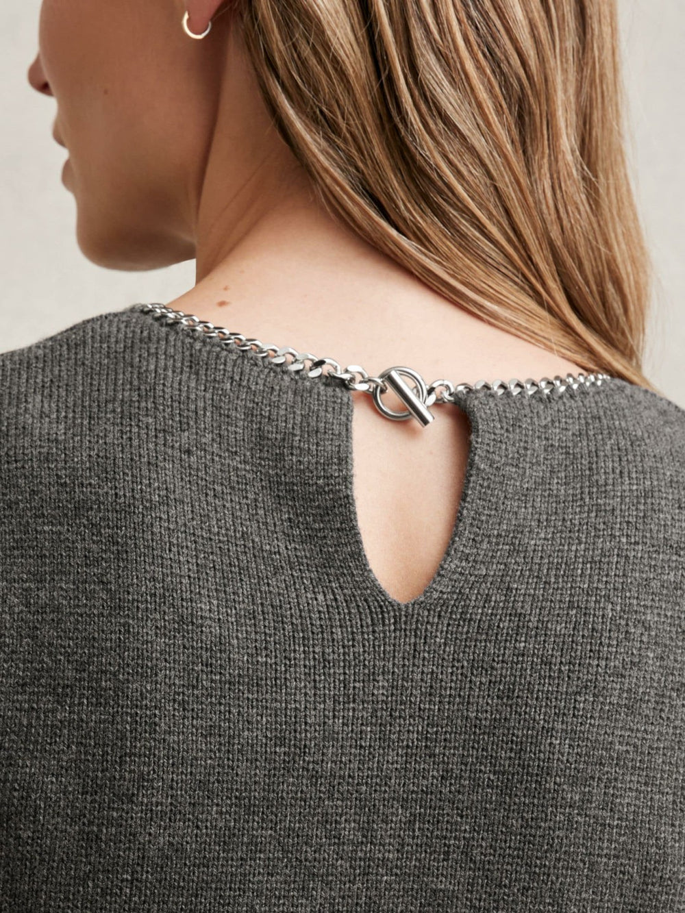 Reiss | Wool-Blend Necklace-Trim Knitted Vest in Charcoal Grey