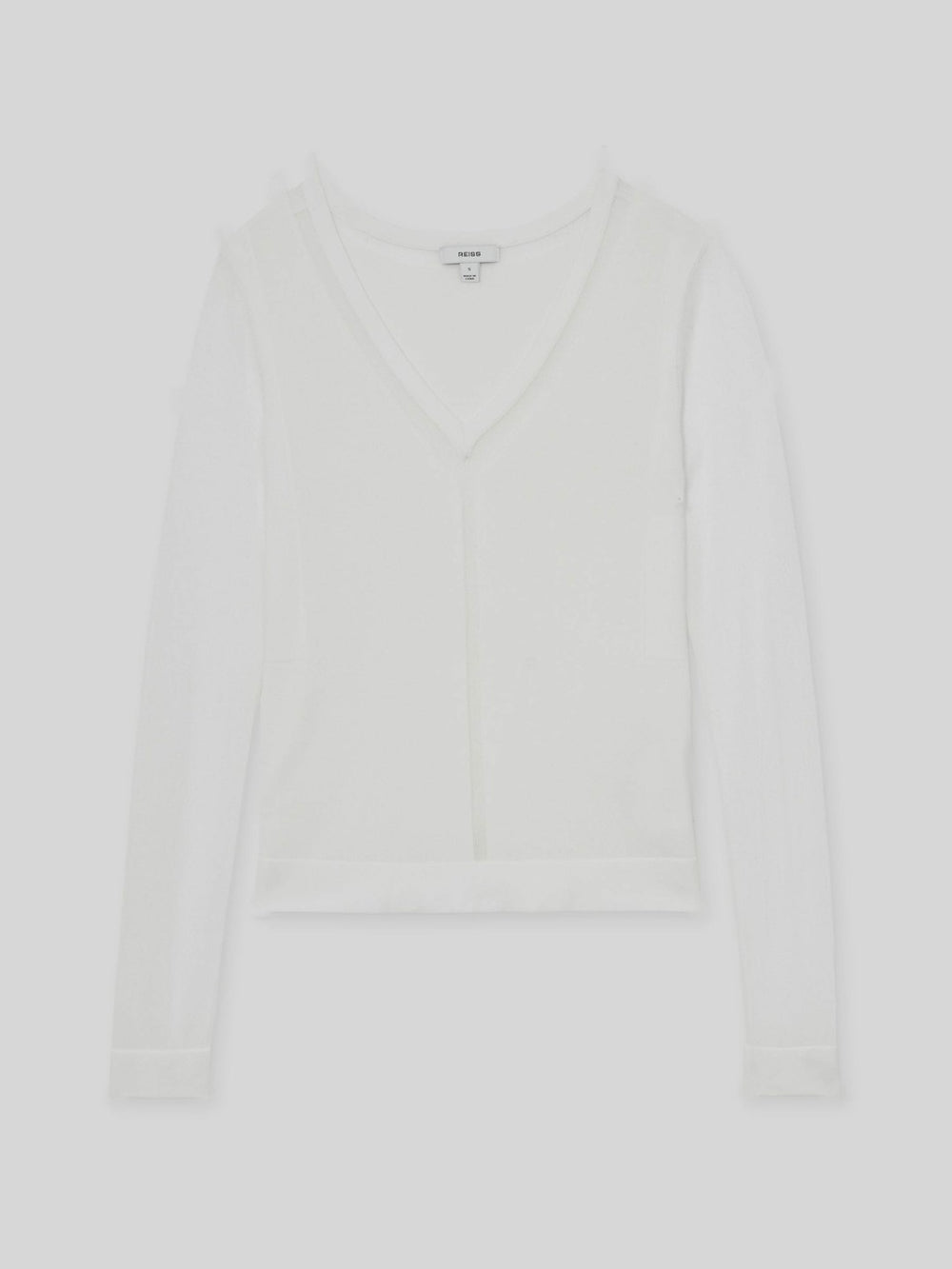 Reiss | Sheer-Detail V-Neck Top in White