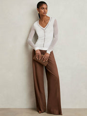 Reiss | Sheer-Detail V-Neck Top in White
