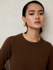 Reiss | Wool-Blend Open-Stitch Jumper with Cashmere in Toffee Brown