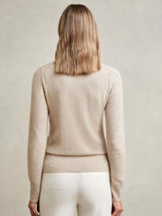 Reiss | Wool-Blend Open-Stitch Jumper with Cashmere in Oatmeal Neutral