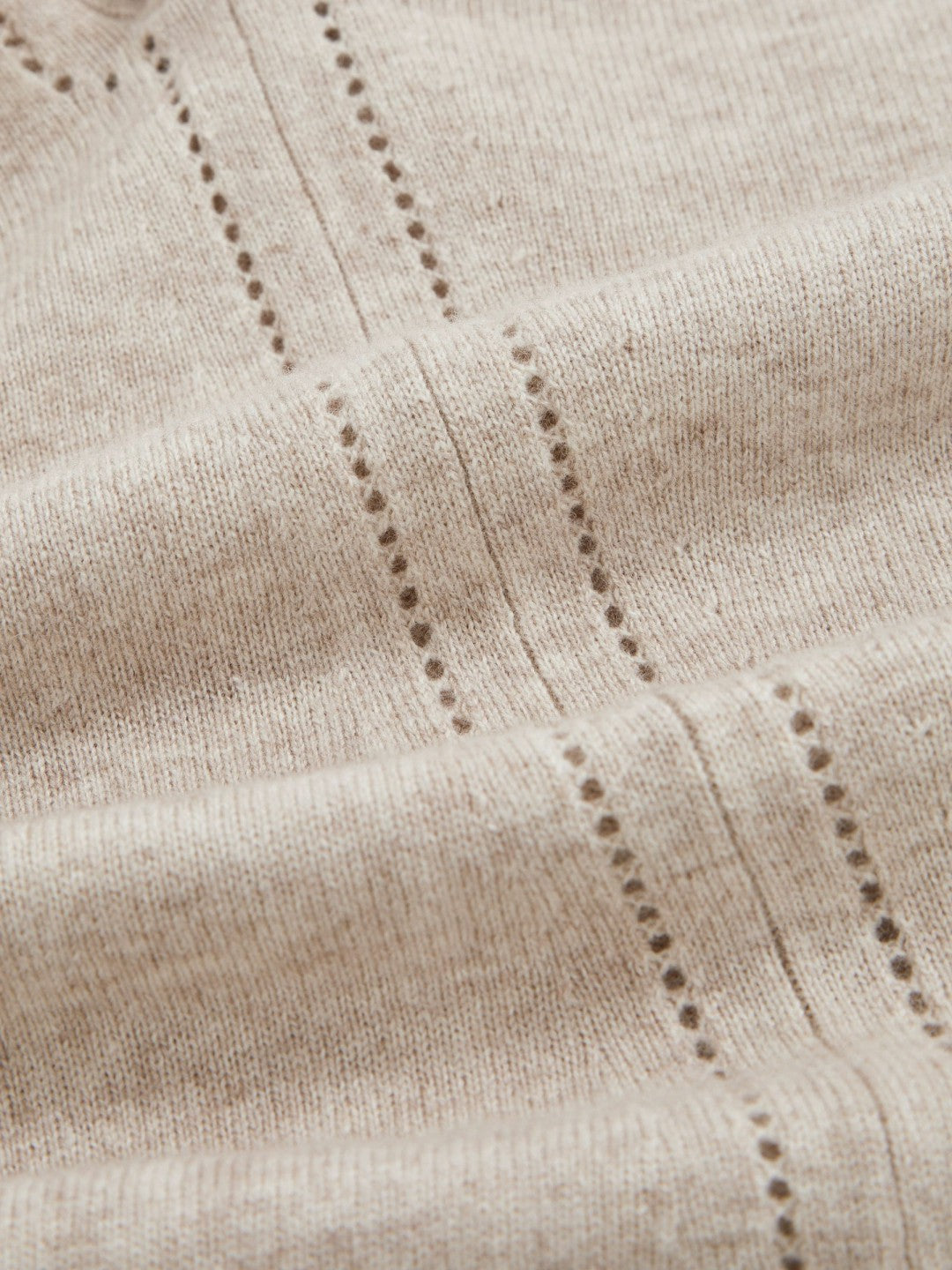 Reiss | Wool-Blend Open-Stitch Jumper with Cashmere in Oatmeal Neutral