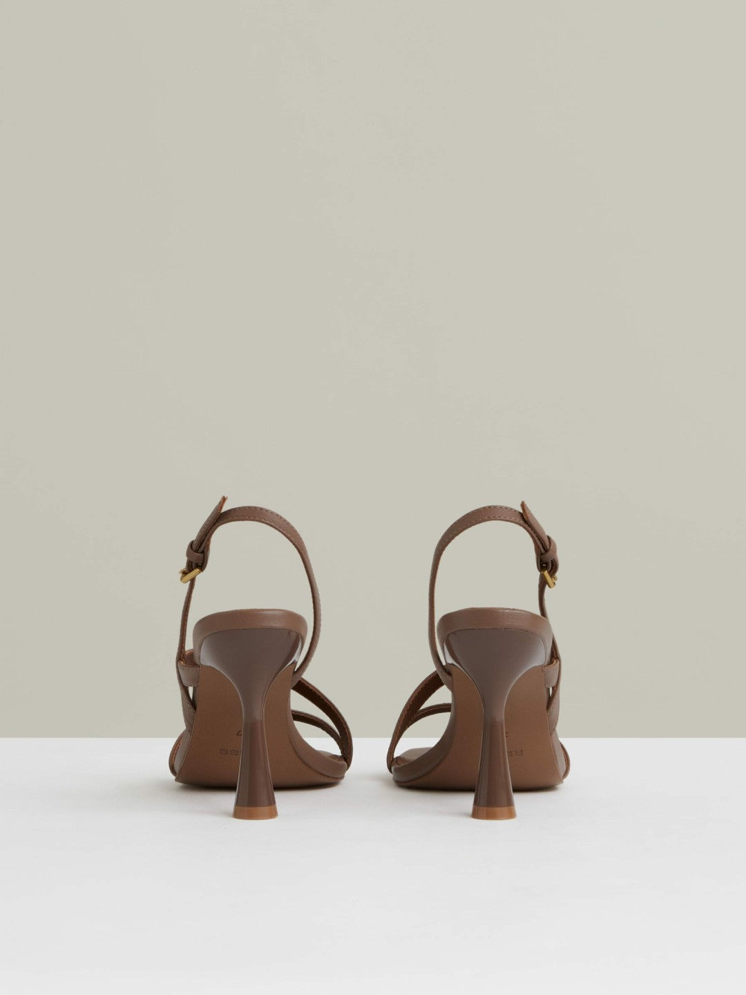 Reiss | Leather Cross-Strap Heeled Sandals in Neutral