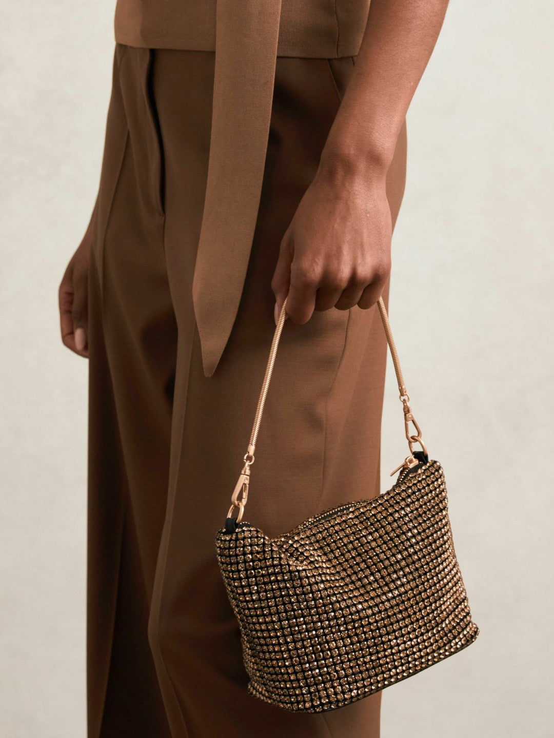 Reiss | Crystal Bracelet Pouch Bag in Gold