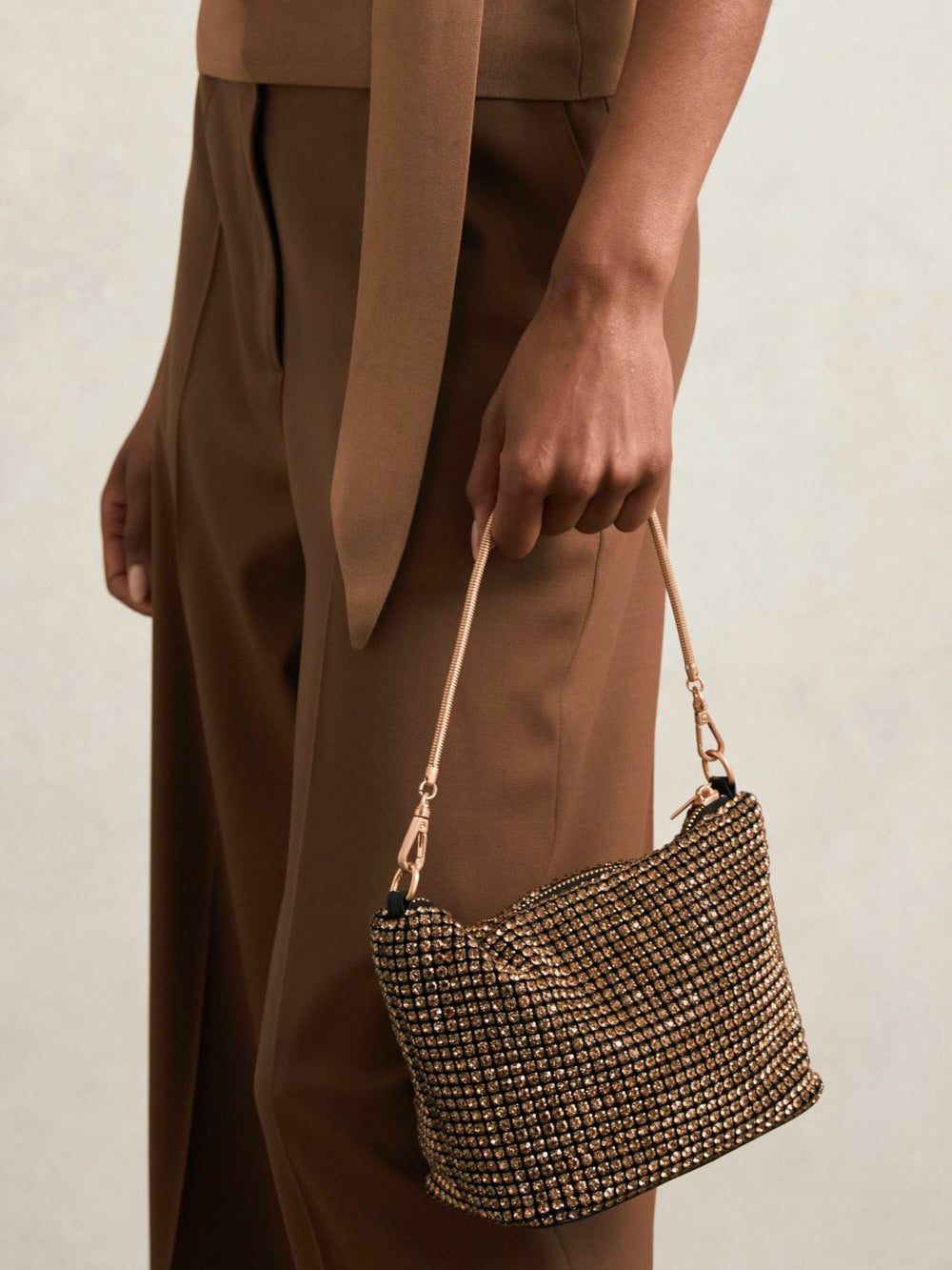 Reiss | Crystal Bracelet Pouch Bag in Gold