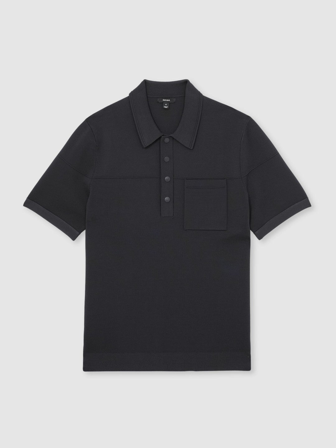 Reiss | Press-Stud Seam-Detail Polo Shirt in Navy