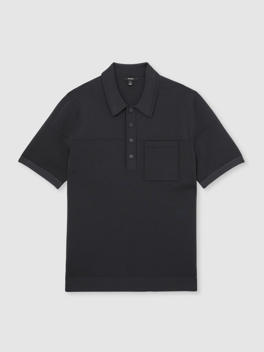 Reiss | Press-Stud Seam-Detail Polo Shirt in Navy