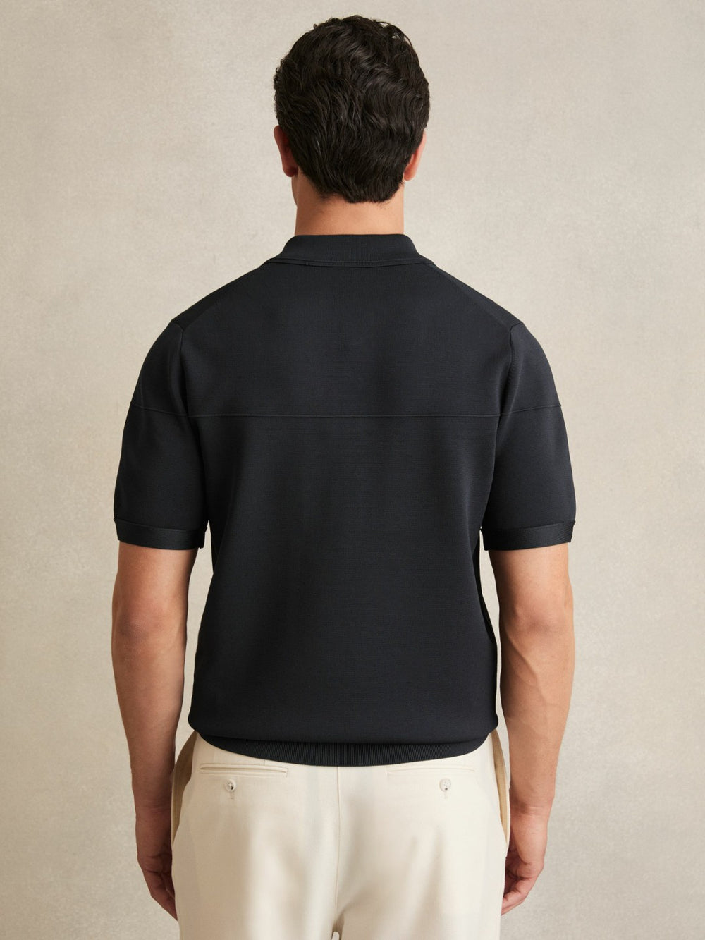 Reiss | Press-Stud Seam-Detail Polo Shirt in Navy