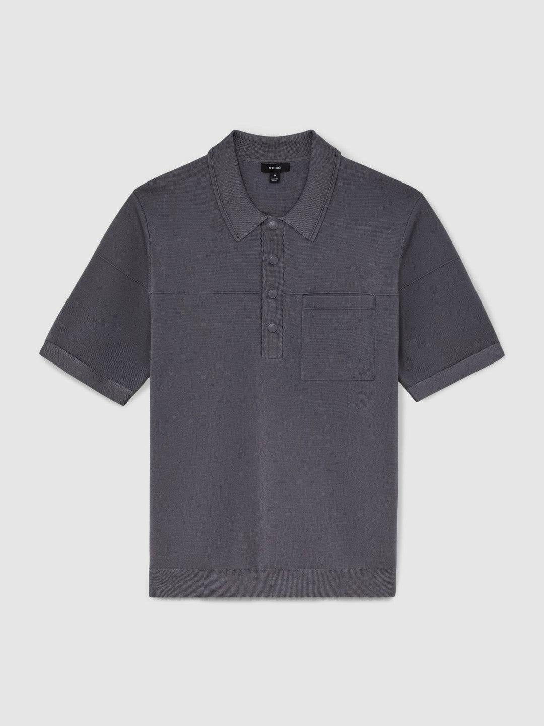 Reiss | Press-Stud Seam-Detail Polo Shirt in Airforce Blue