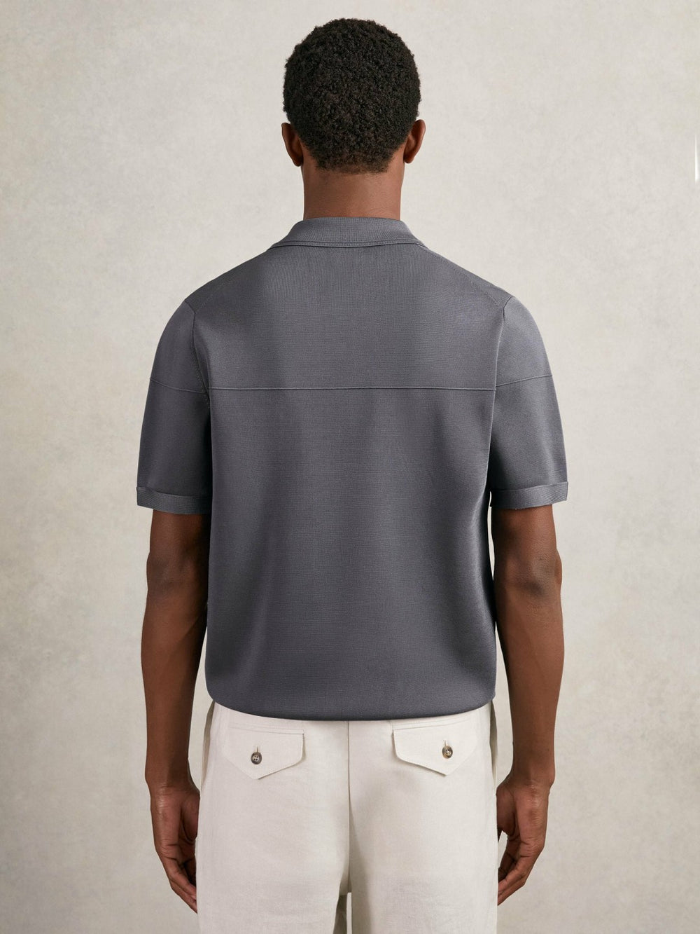 Reiss | Press-Stud Seam-Detail Polo Shirt in Airforce Blue