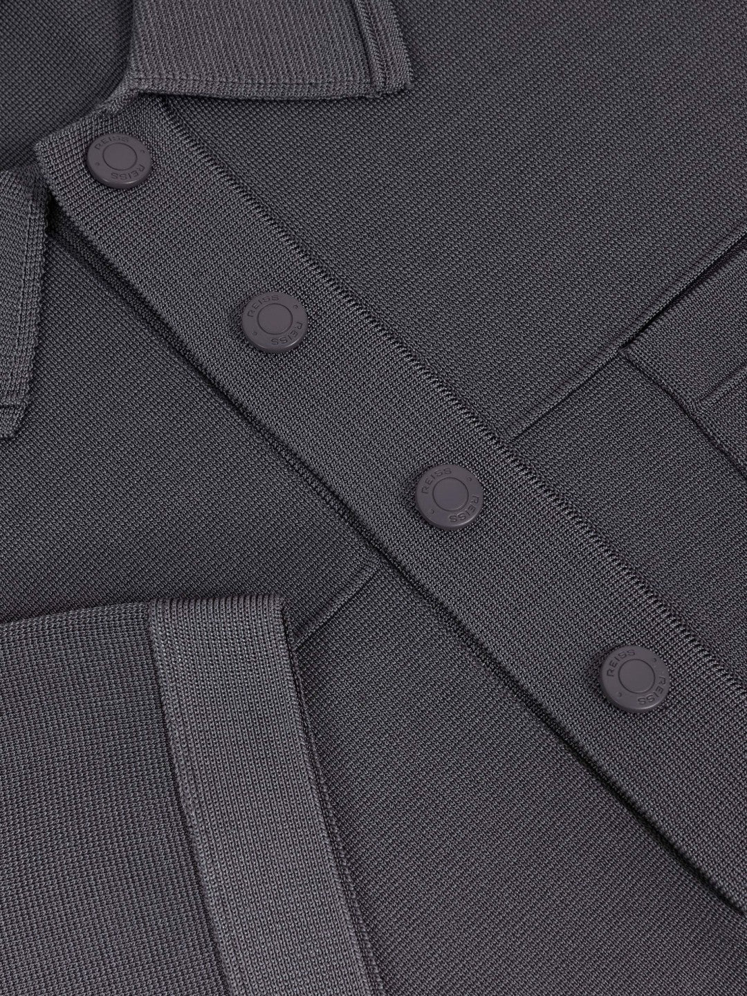 Reiss | Press-Stud Seam-Detail Polo Shirt in Airforce Blue