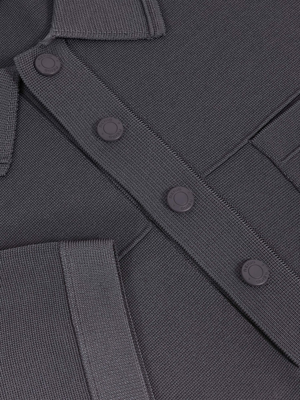 Reiss | Press-Stud Seam-Detail Polo Shirt in Airforce Blue