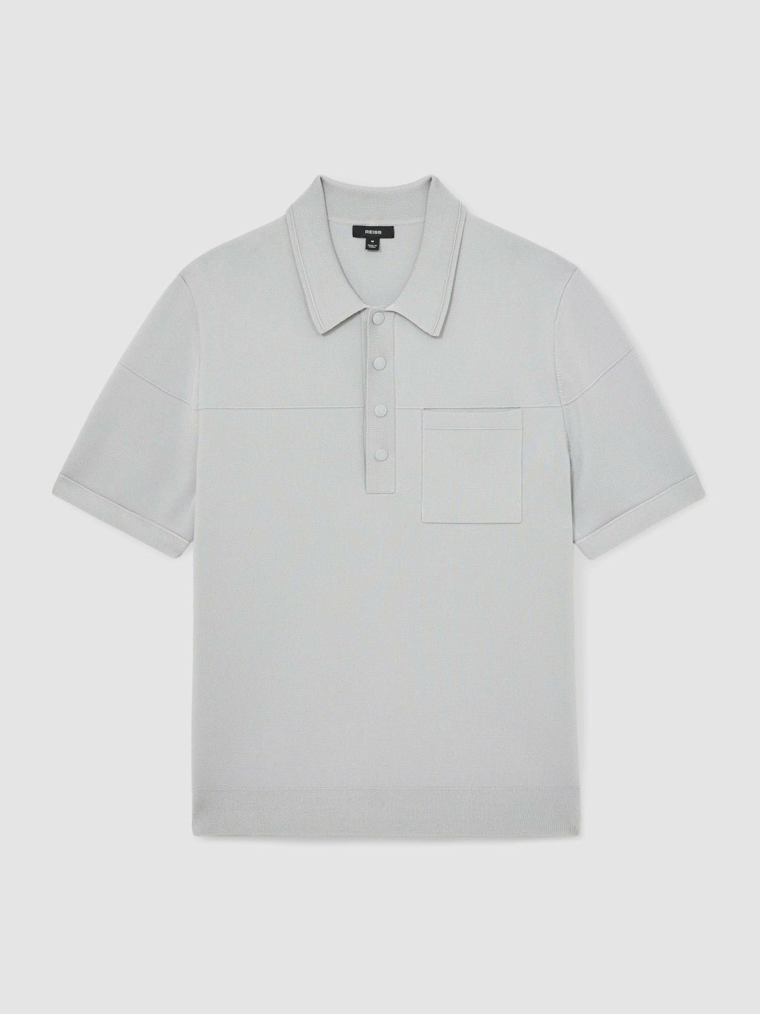 Reiss | Press-Stud Seam-Detail Polo Shirt in Ice Grey
