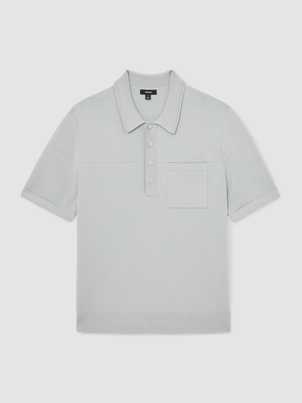 Reiss | Press-Stud Seam-Detail Polo Shirt in Ice Grey
