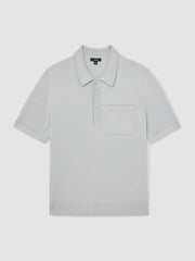 Reiss | Press-Stud Seam-Detail Polo Shirt in Ice Grey