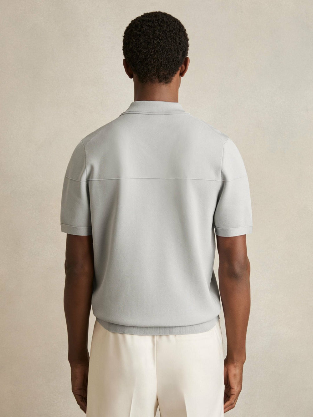 Reiss | Press-Stud Seam-Detail Polo Shirt in Ice Grey