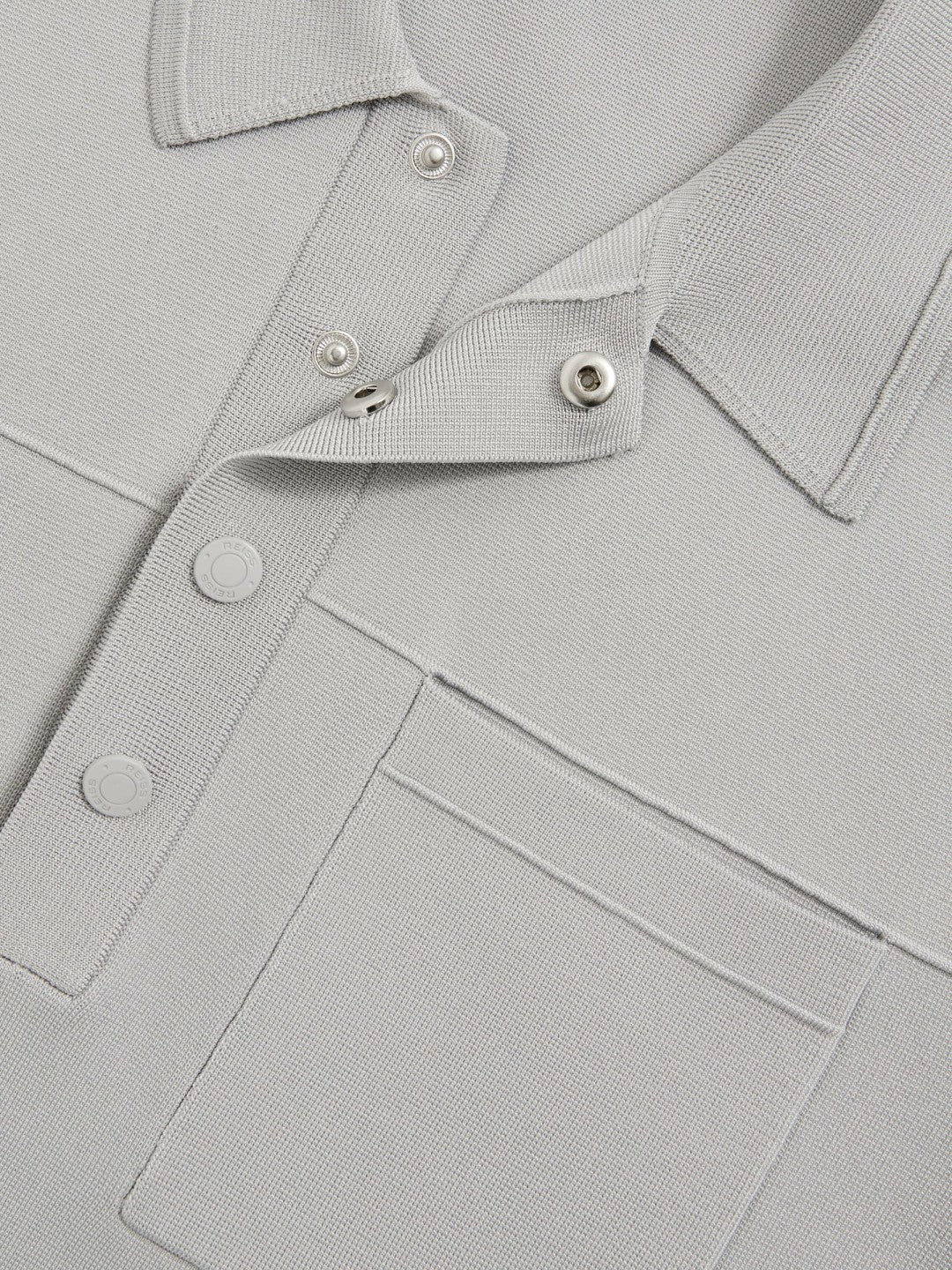 Reiss | Press-Stud Seam-Detail Polo Shirt in Ice Grey