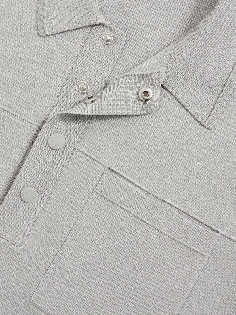 Reiss | Press-Stud Seam-Detail Polo Shirt in Ice Grey