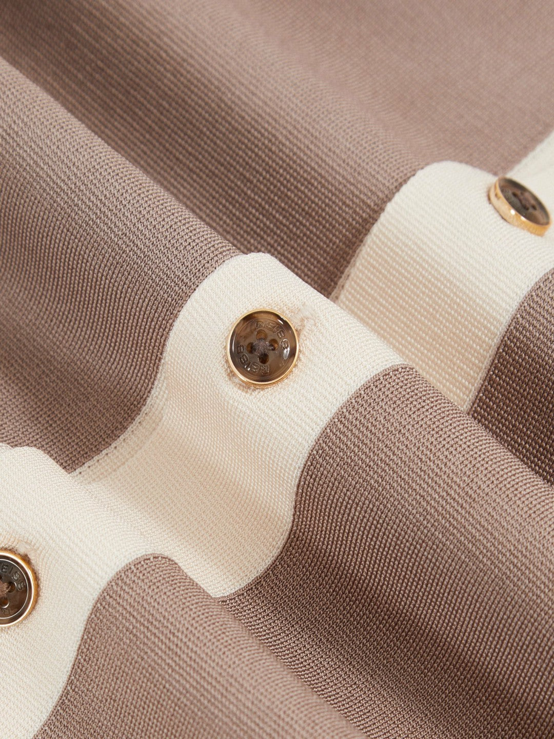 Reiss | Colour-Block Cuban-Collar Knit Shirt in Taupe Brown/Light Stone