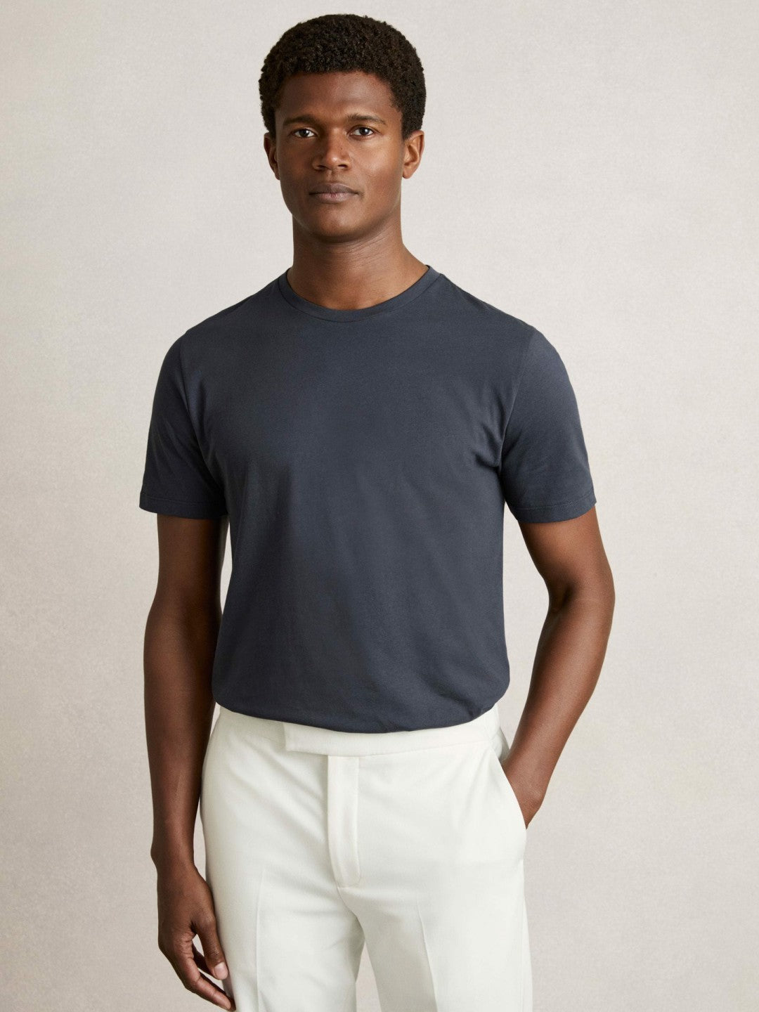 Reiss | Cotton Crew-Neck T-shirts 3 Pack in White/Navy/Airforce Blue