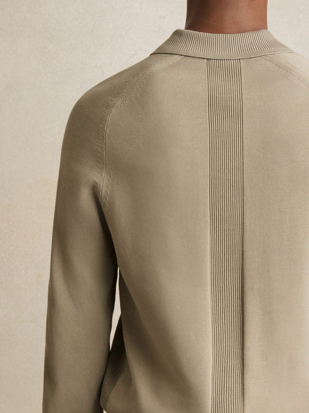 Reiss | Cotton Concealed Placket Polo Shirt in Light Sage Green