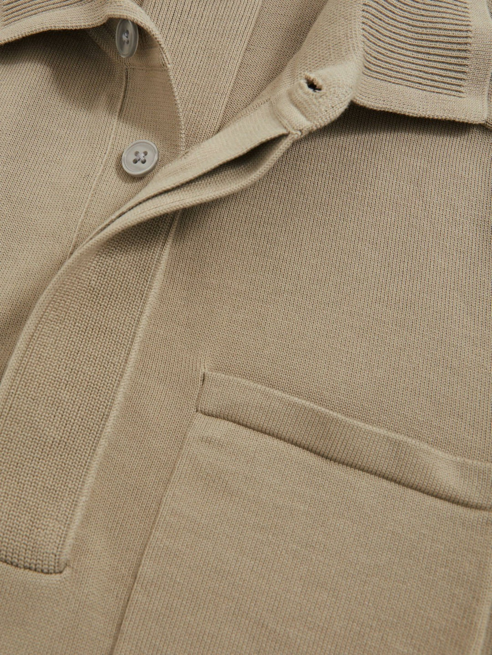 Reiss | Cotton Concealed Placket Polo Shirt in Light Sage Green