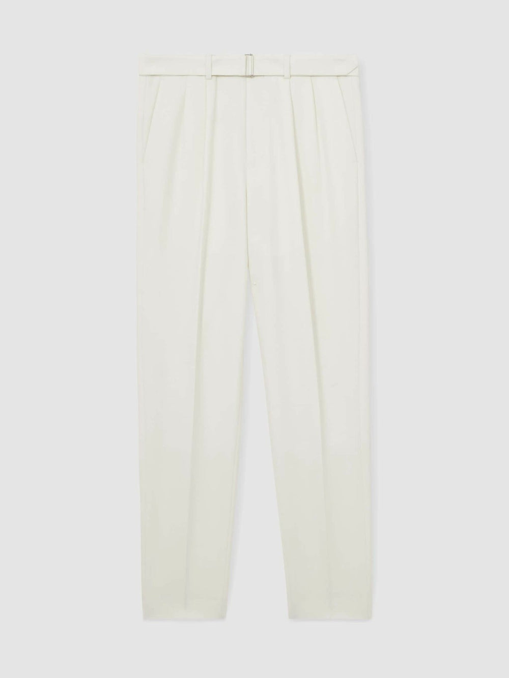Reiss | Wool-Blend Belted Pleated Trousers Regular-Fit in White