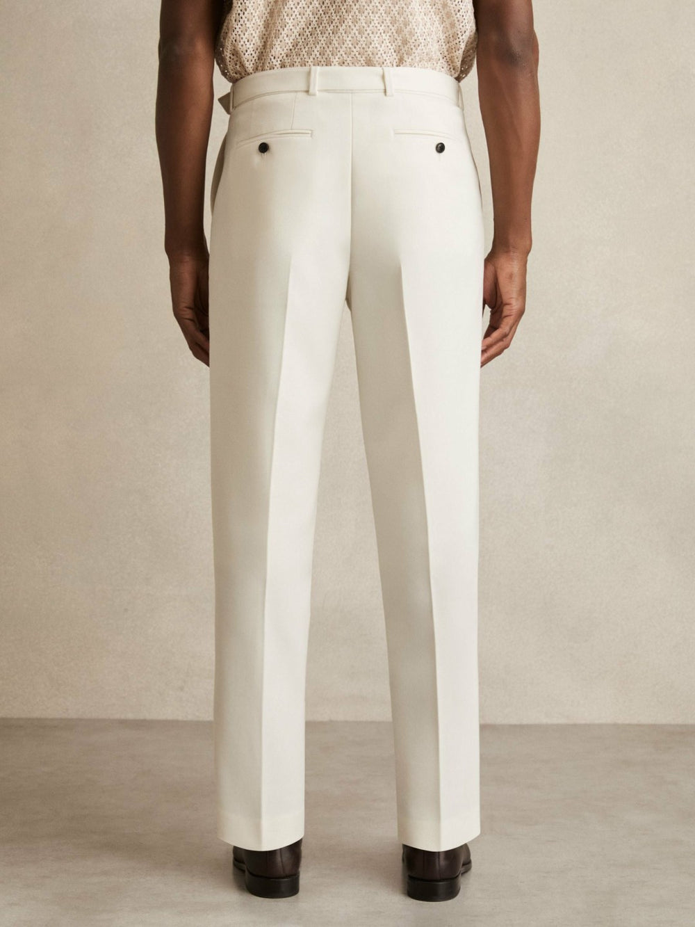Reiss | Wool-Blend Belted Pleated Trousers Regular-Fit in White